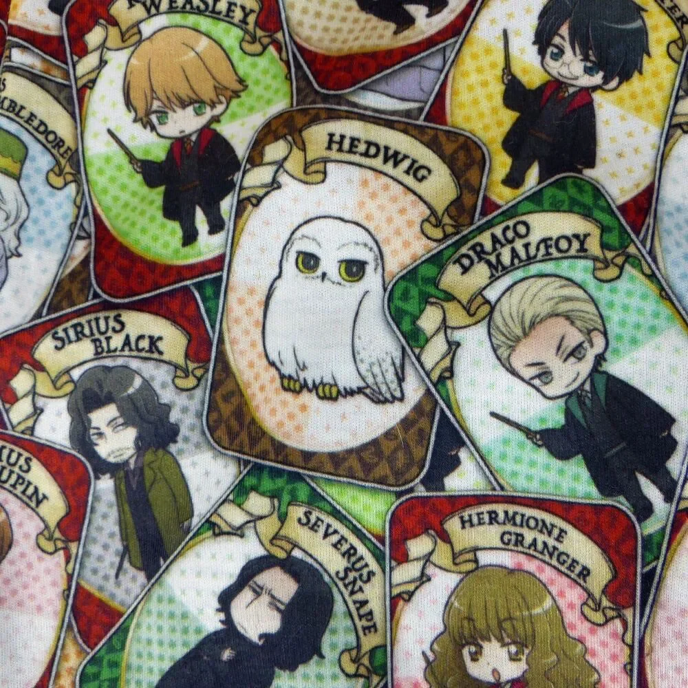 Harry Potter Chibi Card Hobo Bag Shoulder Tote Purse Black Multicolor 18x12